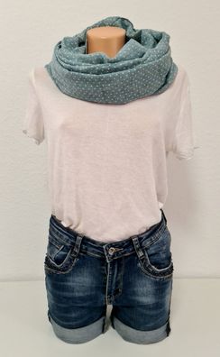 Blogger Loop Schal Halstuch Schlauchschal Baumwolle Viskose Pünktchen Khaki