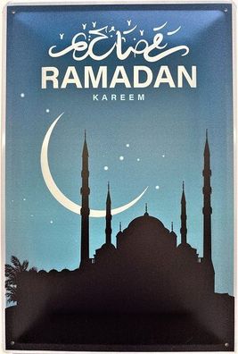 Blechschild 30 X 20 cm Ramadan Kareem