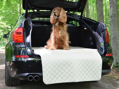 Autoschondecke - Kofferraum Schutzdecke - Auto - Hundematte in Creme Kunstleder