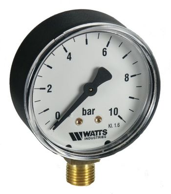 Manometer Anschluss unten 1/4", Anzeige 0-10 bzw. 16 bar, Durchmesser 63mm