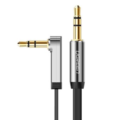 Ugreen Flachwinkelkabel AUX Audiokabel 3,5 mm Miniklinke 0,5 m schwarz