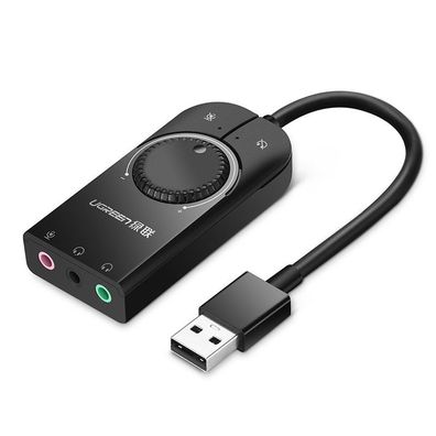 Ugreen externe Soundkarte Musik USB Adapter - 3,5 mm Miniklinke mit Lautstärkeregl...