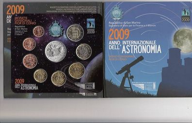 San Marino KMS 2009 mit Silber-Sondermünze Astronomie , in stgl.