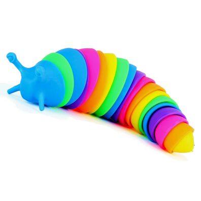 Flexible Fidget Slug Raupe bunt Anti Streß Sluggely Regenbogen Hand Spielzeug