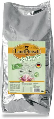 LandFleisch ¦ Softbrocken - Adult mit Ente - 1 x 5 kg ¦ Hundetrockenfutter im 5kg ...