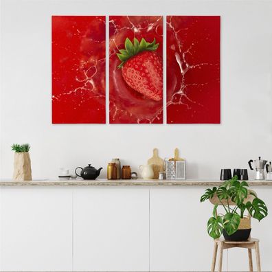Leinwand Bilder SET 3-Teilig Erdbeere Rote Frucht 3D Wandbilder xxl 3858