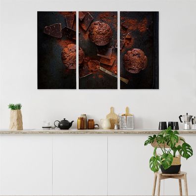 Leinwand Bilder SET 3-Teilig Muffins Kakao Schokolade Wandbilder xxl 3893