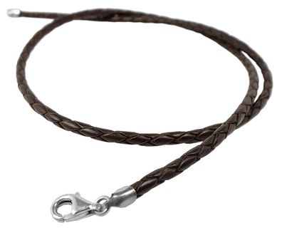 Minott Lederband Kette Halsband braun 50cm / geflochten 32525