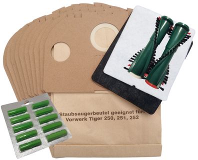 30 Staubsaugerbeutel Tüten geeignet Vorwerk Tiger 250 251 252 + Bürsten+ 10 Duft
