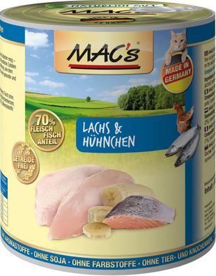 MAC's Cat ¦ Lachs & Hühnchen - 6 x 800g ¦ nasses Katzenfutter in Dosen