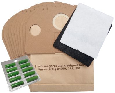 20 Staubsaugerbeutel Filtertüten geeignet Vorwerk Tiger 250 251 252 + 10 Duft