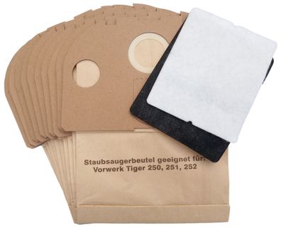 10 Filtertüten Beutel geeignet Vorwerk Tiger 250 251 252