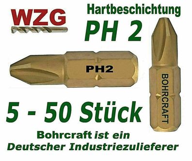 PH 2 Bit TIN Kreutzschlitzbit Trockenbau Gipskarton für Schnellbauschrauben