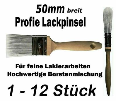 12 Stk PROFI Flachpinsel 50 mm Malerpinsel Lackpinsel Lasur Pinsel Flach 