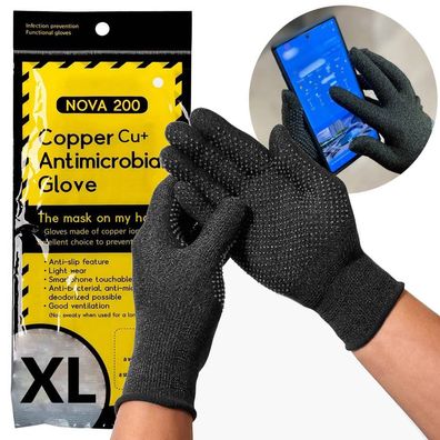 Antibakterielle Handschuhe NOVA Handschuhe 200 Anti-Rutsch Kupferfaser Touchscreen...
