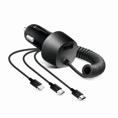 Forcell Universal 3in1 KFZ 3,4A USB Charger Typ-C Micro-USB iOS Auto-Ladegerät ...