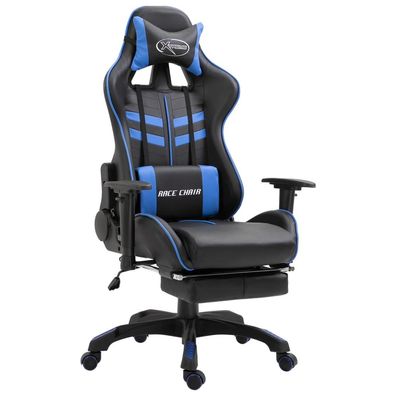 vidaXL Gaming-Stuhl mit Fußstütze Blau Kunstleder