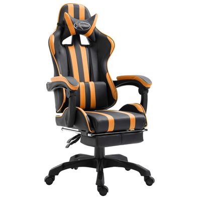 vidaXL Gaming-Stuhl mit Fußstütze Orange Kunstleder