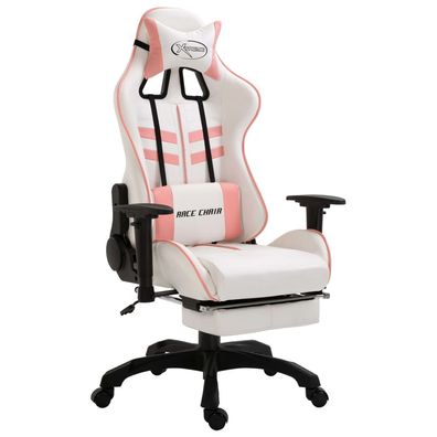 vidaXL Gaming-Stuhl mit Fußstütze Rosa Kunstleder