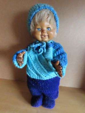 Puppe Junge mit Stimme blaue Schlafaugen Schildkröt / ca. 38 cm