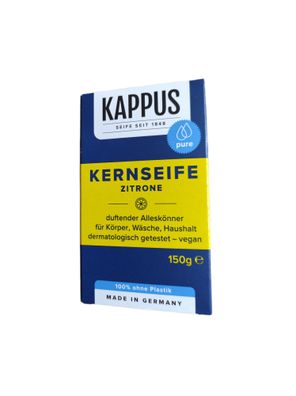 EUR 13,93 / kg) Stückseife Kernseife KAPPUS Zitrone Stückseife 10x 150g Packung