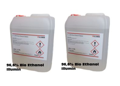 Bio-Ethanol 10 Liter 96,6% Premium , Alkohol für Ethanol Kamine 2 x 5 L Kanister