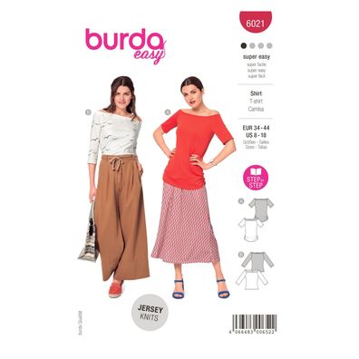 burda style Papierschnittmuster Off-Shoulder Shirt mit 3/4-Arm #6021