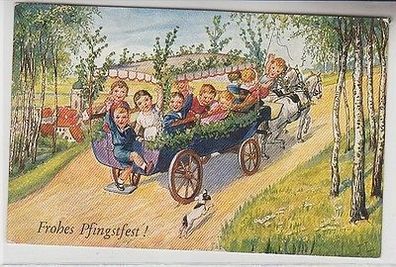 65539 Frohes Pfingstfest Ak Kinder mit Pferdekutsche 1931