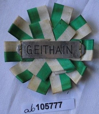 altes Abzeichen Schleife Grün Weiß Geithain um 1920 (105777)