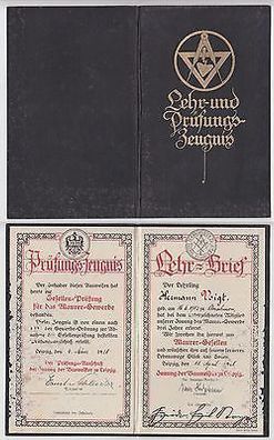 altes Lehr- und Prüfungszeugnis Baumeister zu Leipzig 1928 (110950)