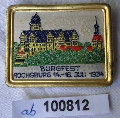 gesticktes Blech Abzeichen Burgfest Rochsburg 14.-16. Juli 1934 (100812)