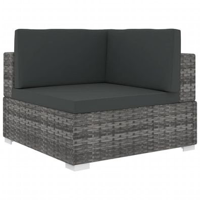 vidaXL Modular-Sofa-Eckteil 1 Stk. + Auflagen Poly Rattan Grau