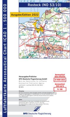 VFR ICAO Flugkarte Deutschland Blatt Rostock DFS Ausgabe 2022 für Motorflug