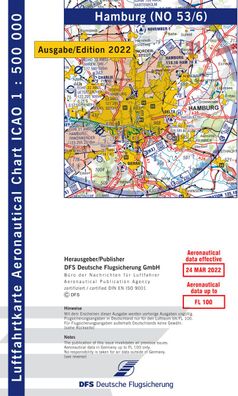 VFR ICAO Flugkarte Deutschland Blatt Hamburg DFS Ausgabe 2022 für Motorflug