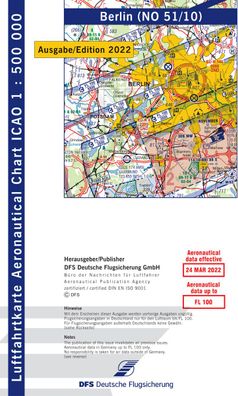 VFR ICAO Flugkarte Deutschland Blatt Berlin DFS Ausgabe 2022 für Motorflug