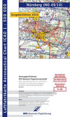VFR ICAO Flugkarte Deutschland Blatt Nürnberg DFS Ausgabe 2022 für Motorflug