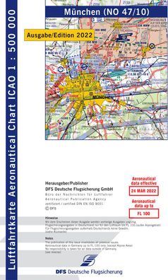 VFR ICAO Flugkarte Deutschland Blatt München DFS Ausgabe 2022 für Motorflug
