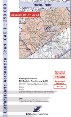 VFR ICAO Flugkarte Deutschland Blatt Rhein-Ruhr DFS Ausgabe 2022 für Motorflug