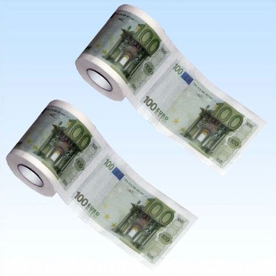 2 Rollen Toilettenpapier 100 Euro Klopapier Toilette WC Papier Tuch JGA Geschenk