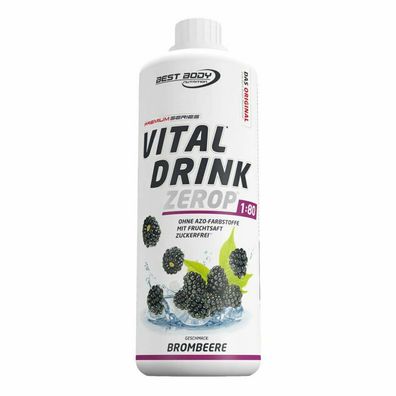 Best Body Nutrition Vital Drink Zerop Brombeere 1L Flasche Low Carb Mineraldrink