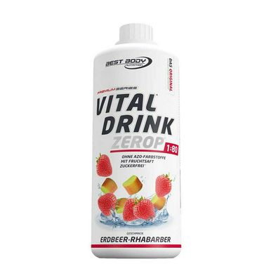 Best Body Nutrition Vital Drink Zerop Erdbeer-Rhabarber 1L Flasche Low Carb