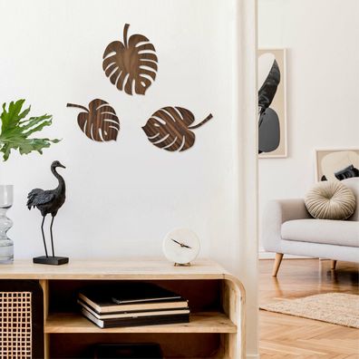 Wanddeko im Tropical Style, Urban Jungle, Holzdeko Palmenblätter, Wanddekoration, Set