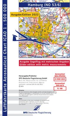 ICAO Segelflugkarte Deutschland Blatt Hamburg DFS Ausgabe 2022 1:500.000 Papier
