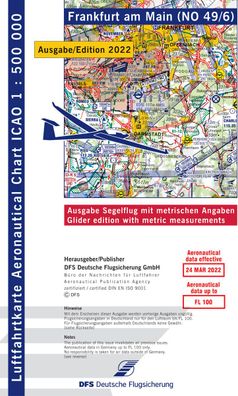 ICAO Segelflugkarte Deutschland Blatt Frankfurt DFS Ausgabe 2022 1:500000 Papier