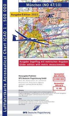 ICAO Segelflugkarte Deutschland Blatt München DFS Ausgabe 2022 1:500.000 Papier