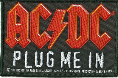 AC- DC Plug Me In gewebter Aufnäher woven Patch Neu New