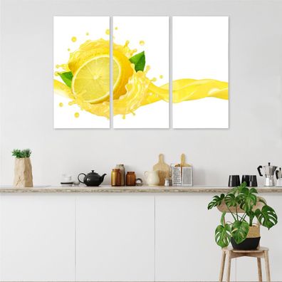 Leinwand Bilder SET 3-Teilig Zitrone Limonadensaft 3D Wandbilder xxl 3120