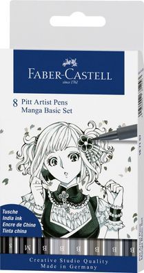 FABER-CASTELL Tuschestift PITT artist pen Manga Basic Set 8 Stifte 167107