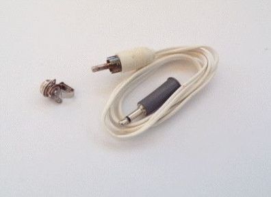 Kabel Cinchstecker auf Klinkenstecker 3,5mm Mono weiß 0,75m + Einbau Klinkenbuchse