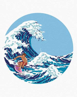 Malen nach Zahlen - MANN AUF EINER WELLE - Inspiration Katsushika Hokusai